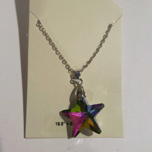 Star Pendant Necklace – Silver Chain, Colorful Trendy Women’s Fashion Jewelry - Picture 4 of 8